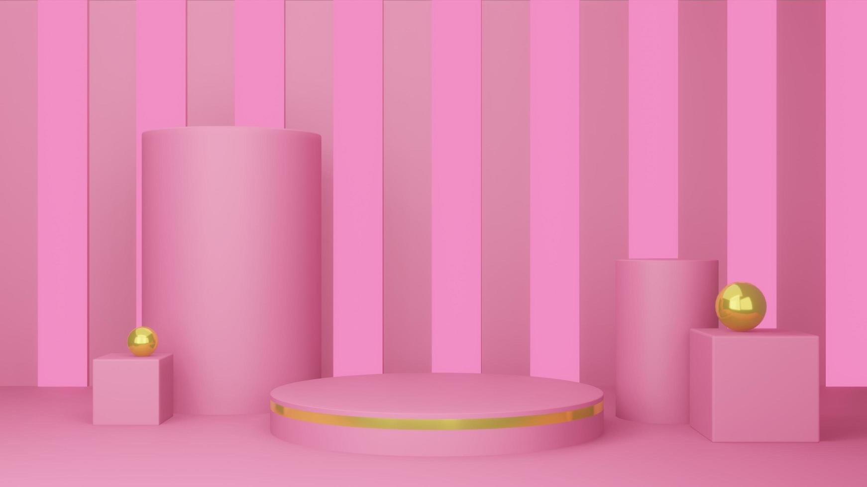 abstrakt rosa 3d bakgrund med realistisk cylinder piedestal podium. pastell minimal vägg scen attrapp produkt visa. foto