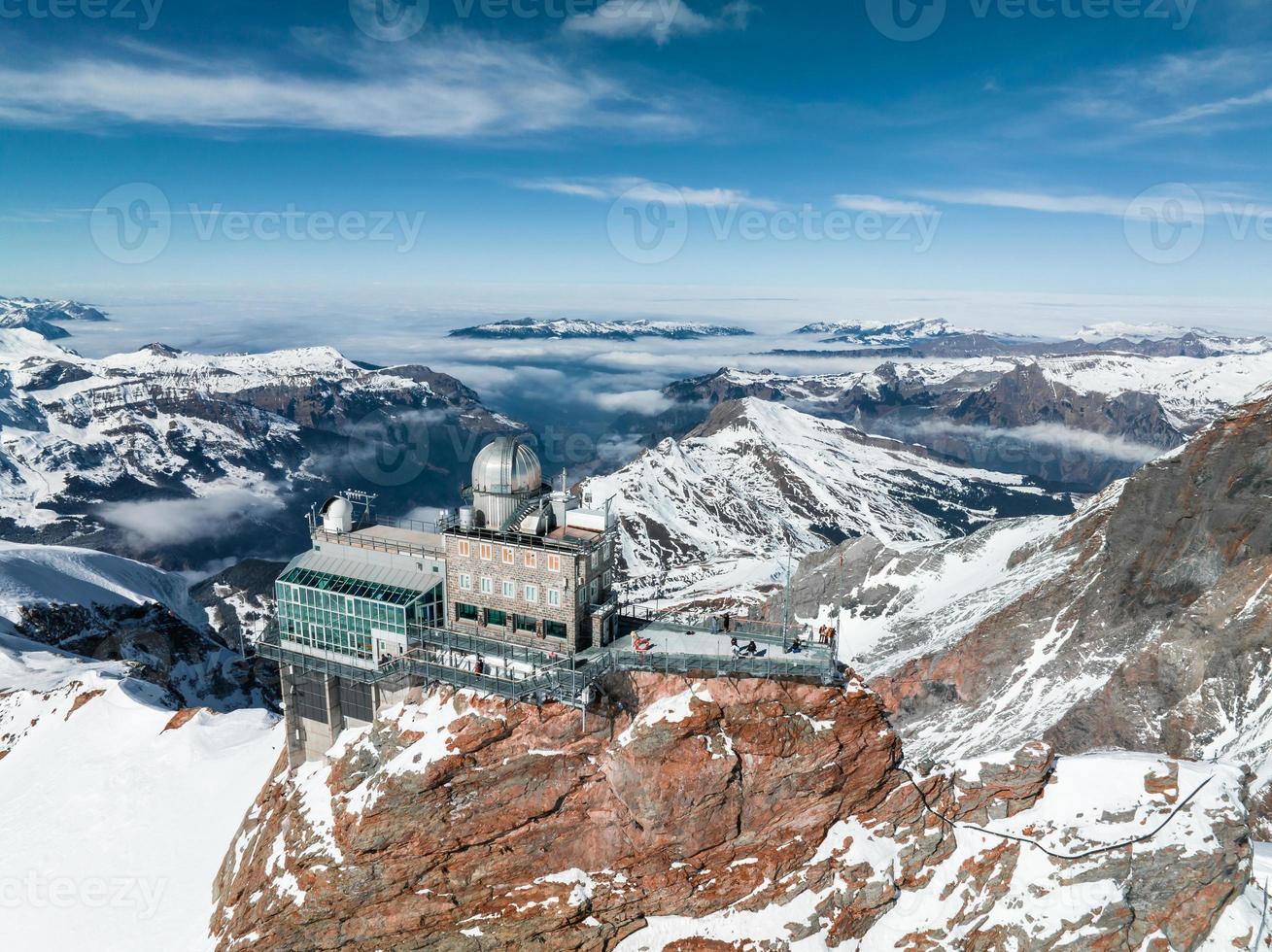 antenn panorama se av de sfinx observatorium på Jungfraujoch - topp av Europa foto