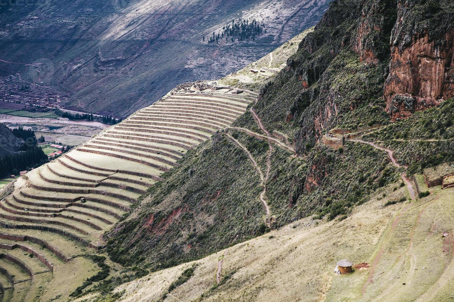 jordbruks terrasser i Pisac, Peru foto