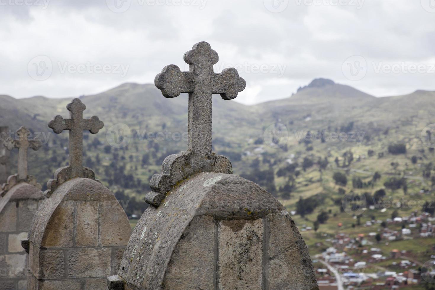 cerro calvario i copacabana, bolivia foto