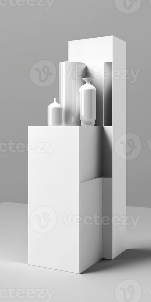 3d tolkning av ett abstrakt produkt visa podium foto
