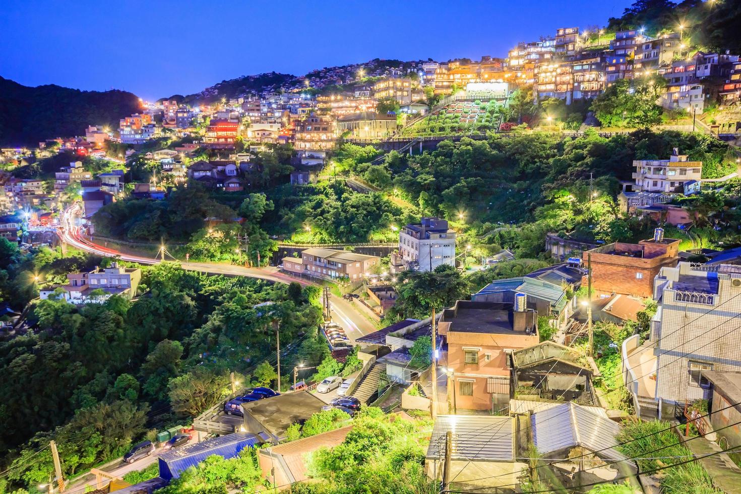 Taipei, Taiwan 2017-- Jiufen Village en bergsby i Taipei som är känd för tehus foto