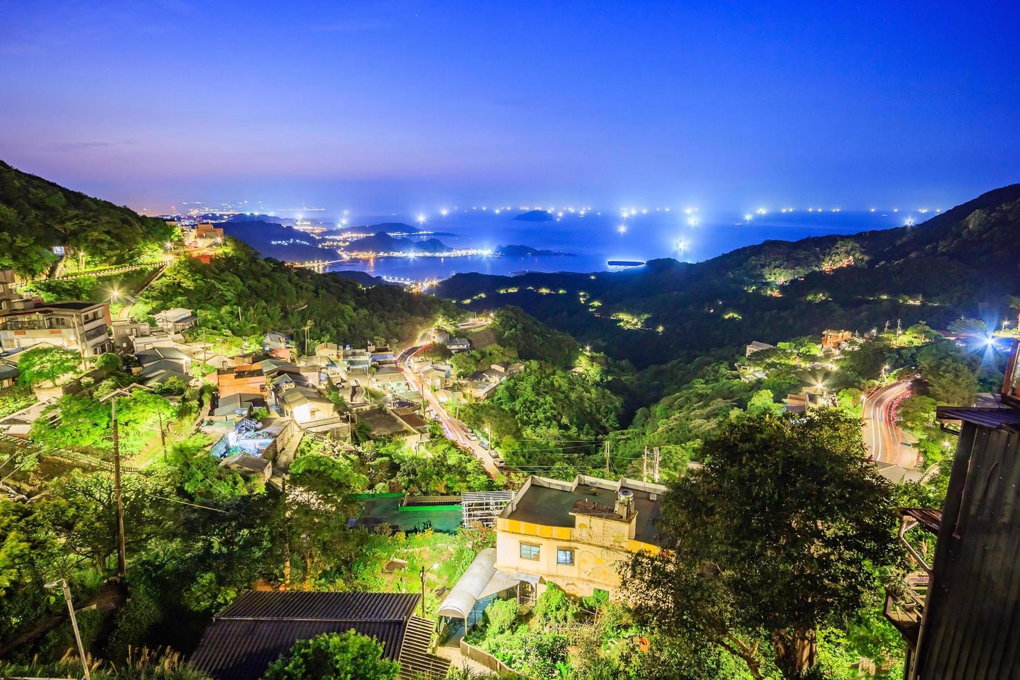 havet bergslandskap i jiufen. taipei. taiwan foto