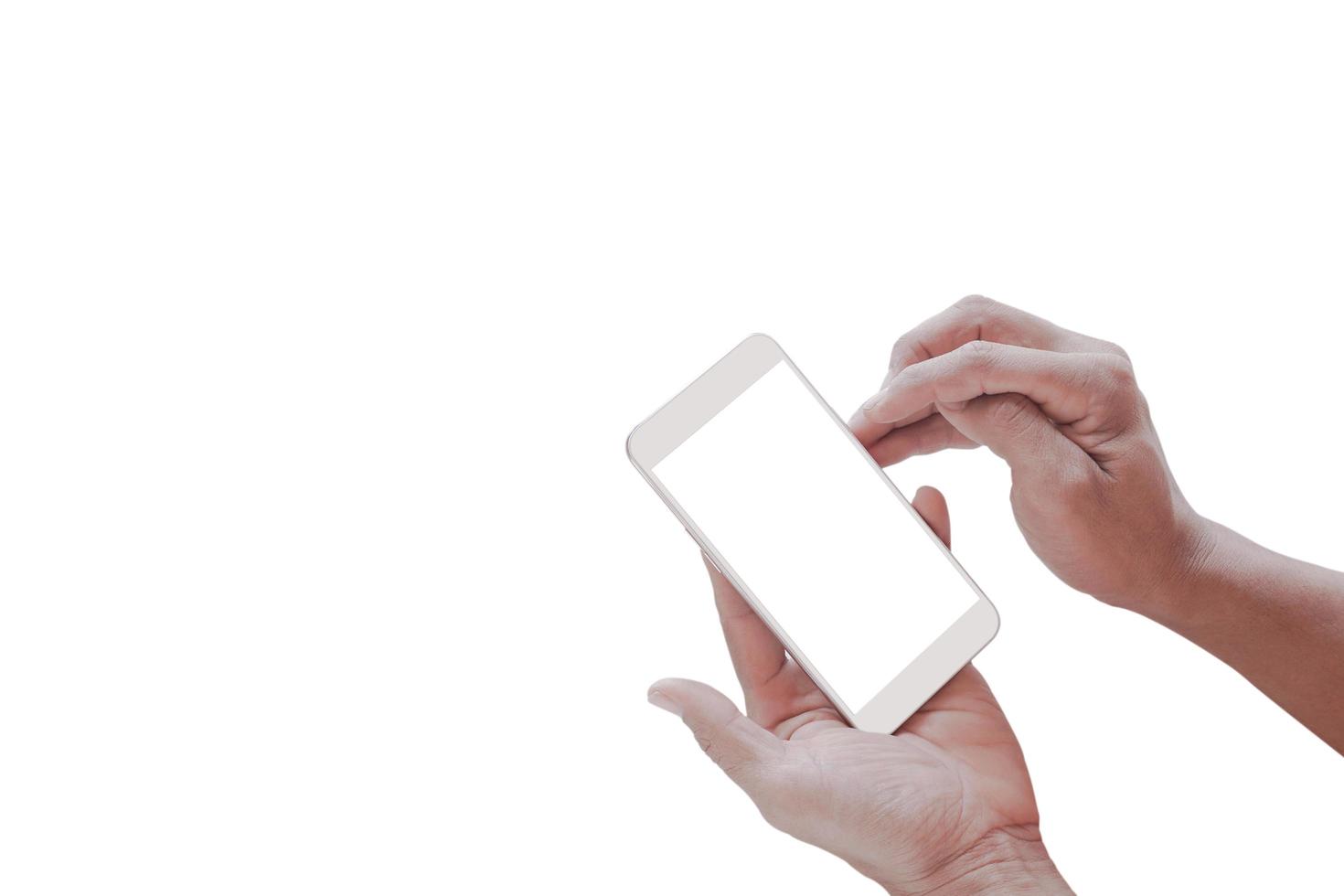 mockup av en tom vit skärm mobiltelefon foto