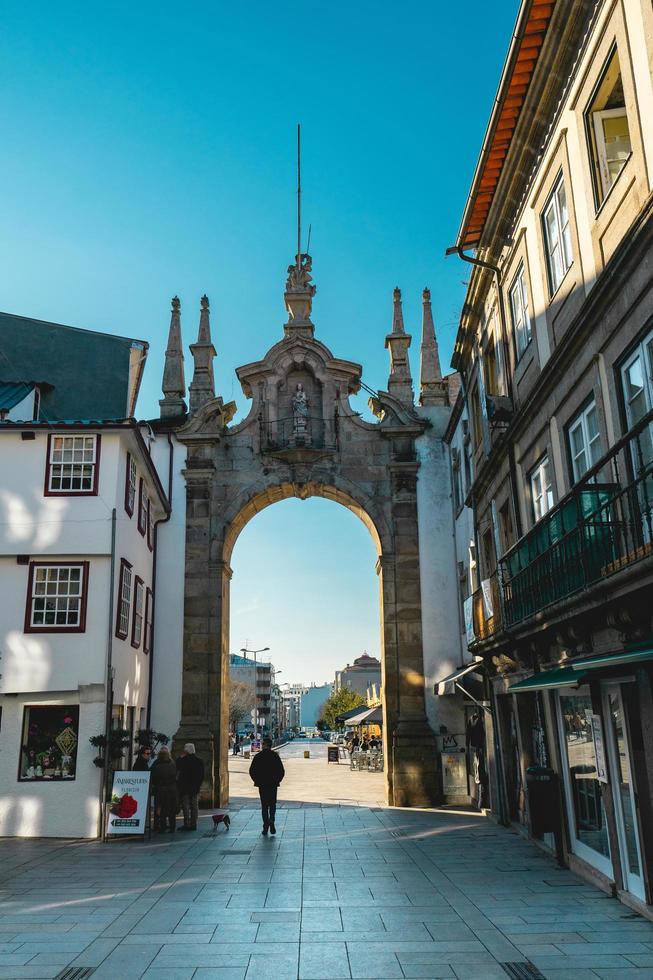 skön arkitektur i de gammal Centrum av braga, portugal 9 februari 2023 foto