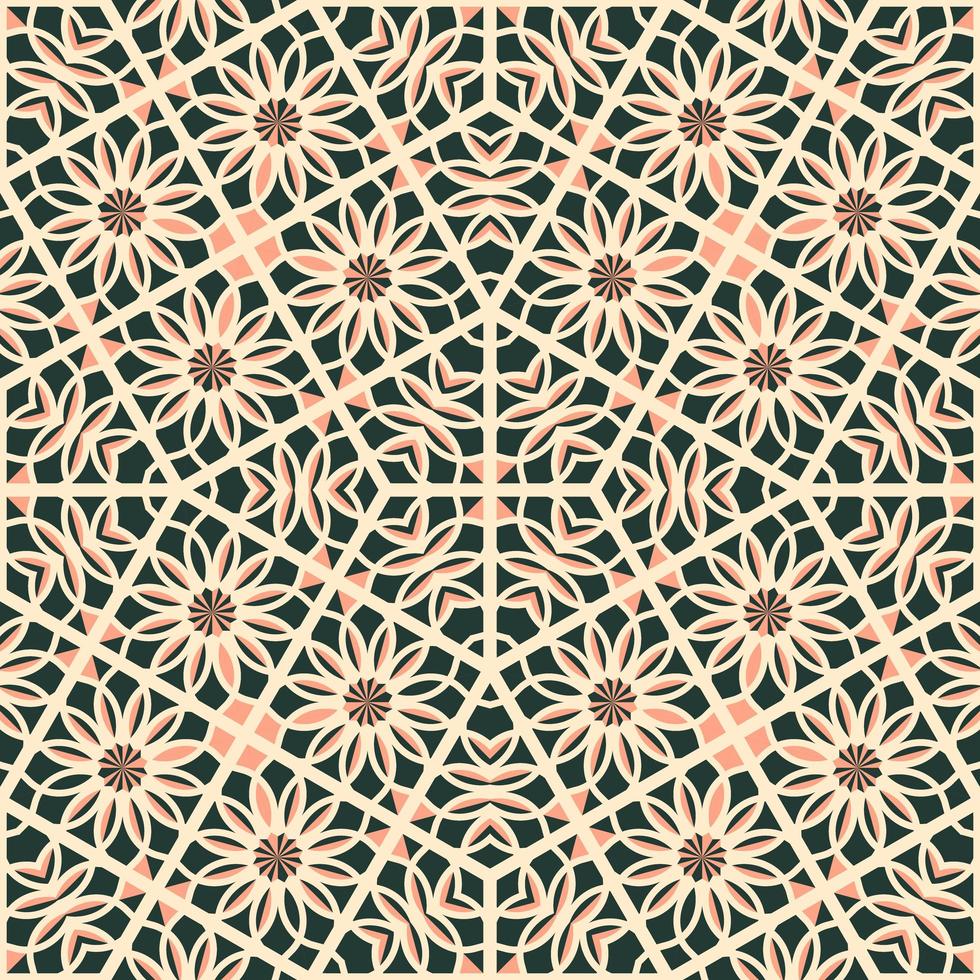 orientalisk traditionell mönster. upprepad marockansk går över mosaik- kakel. lykta former motiv. traceryen fönster tapet. arabesk digital papper, textil- skriva ut. sömlös yta design foto