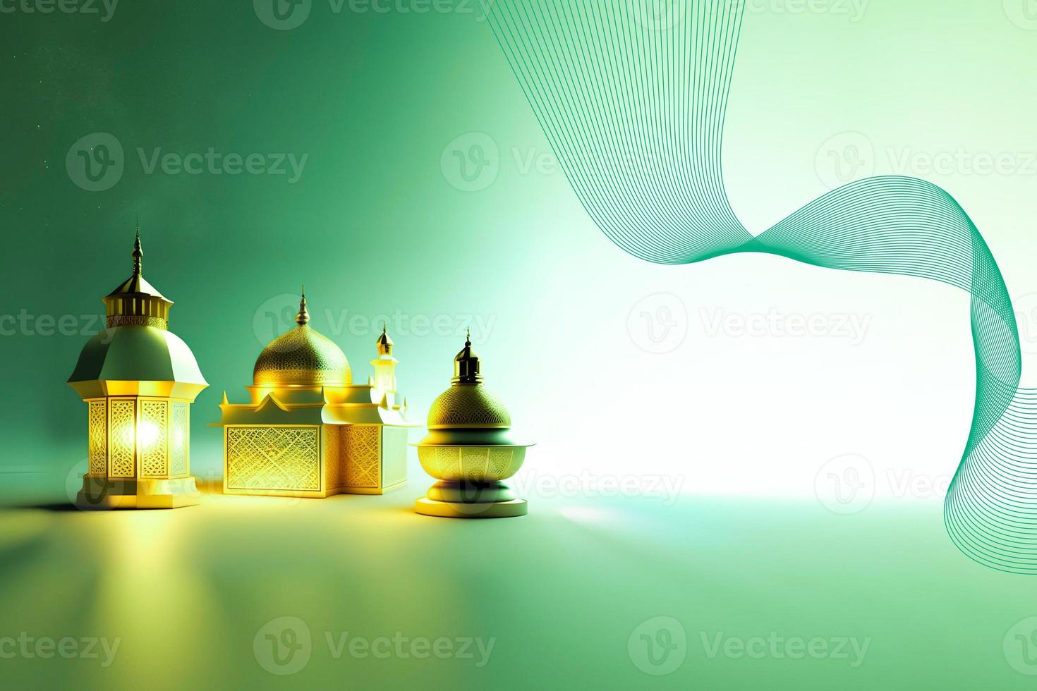 ramadan kareem 3d moské och lampa bild för social media baner design foto