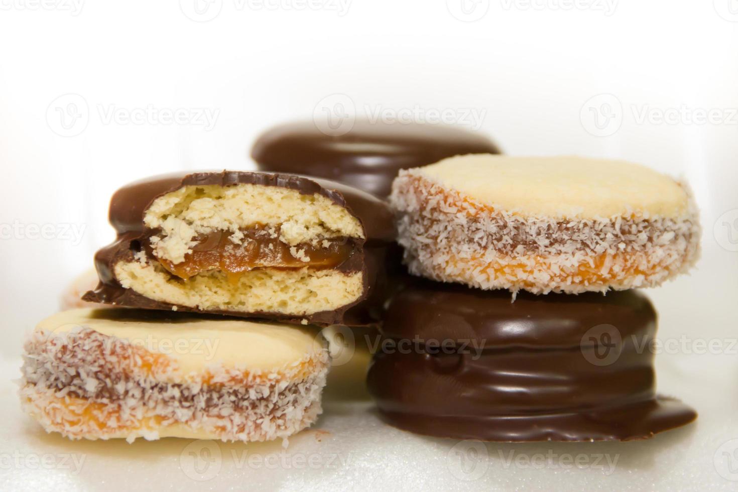 alfajores av majsstärkelse och choklad foto