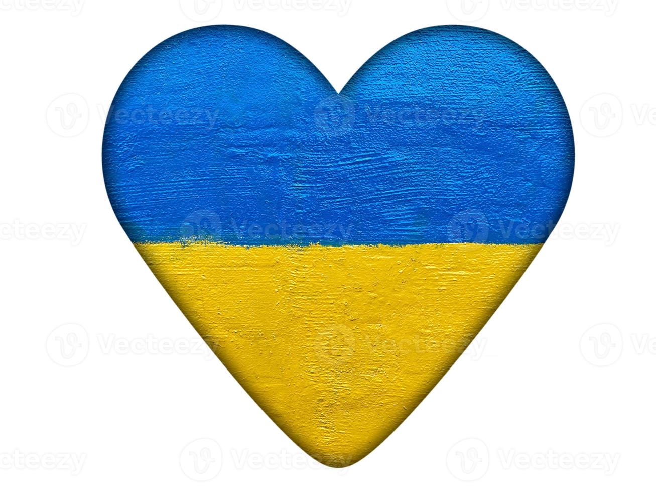 hjärta med ukrainska flagga målad på vägg foto