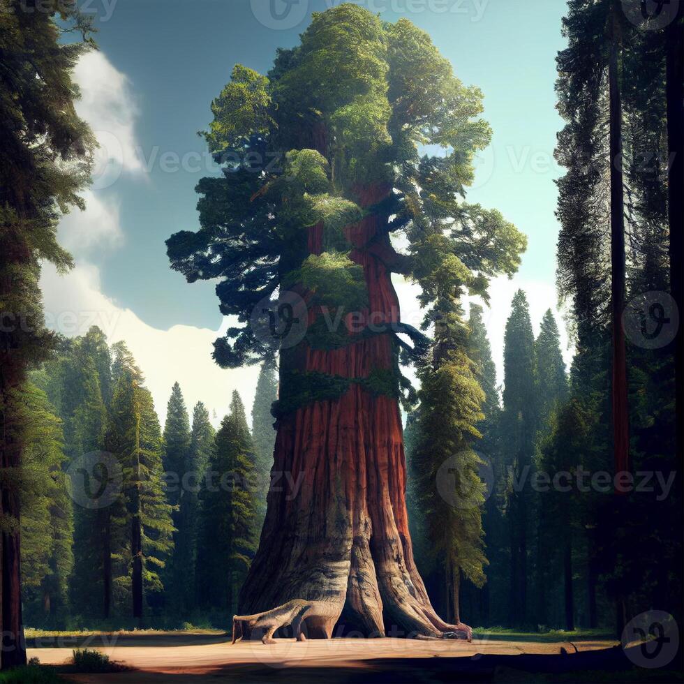 jätte sequoia, stor mahogny, symbol av USA - ai genererad bild foto