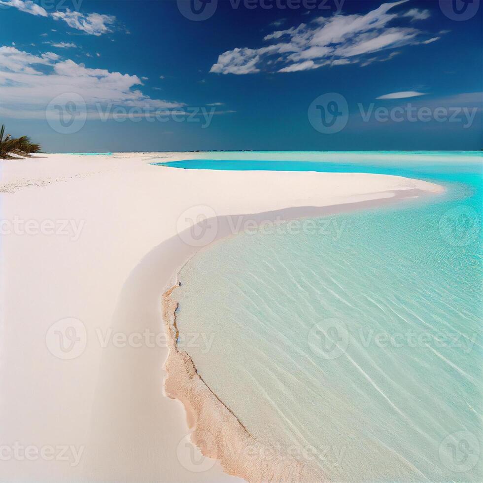maldiverna vit sand strand och blå transparent hav - ai genererad bild foto