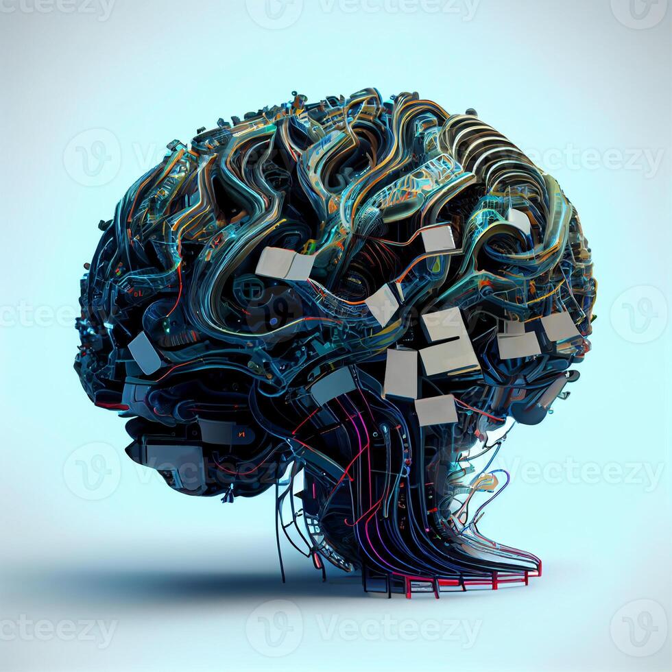 cyberpunk artificiell intelligens hjärna - ai genererad bild foto