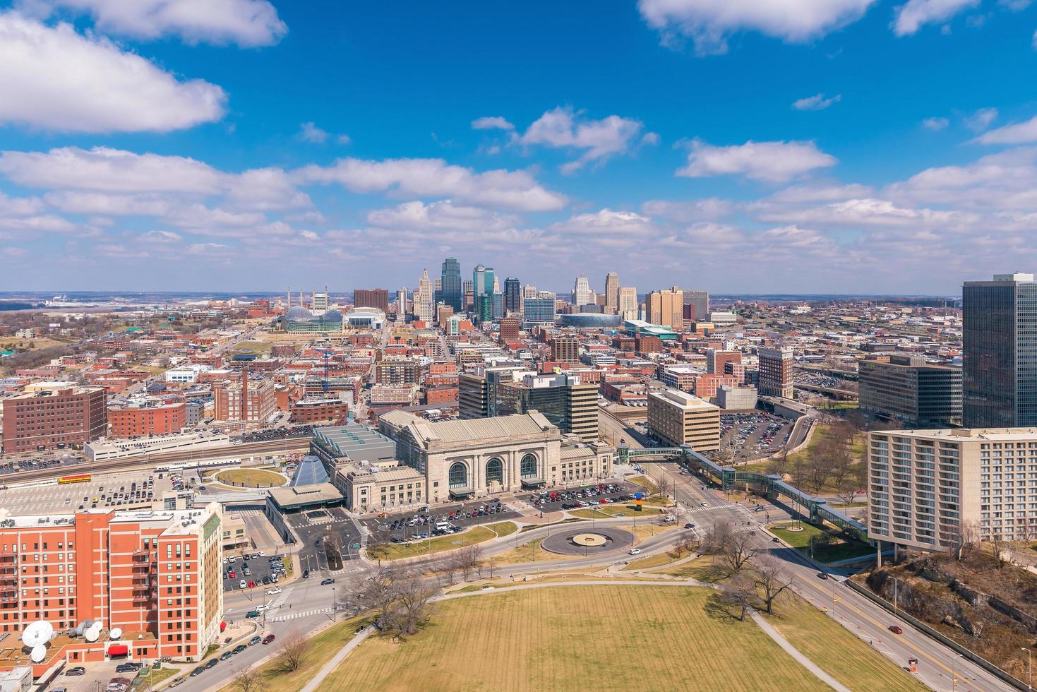 utsikt över kansas stadssilhuett i missouri foto