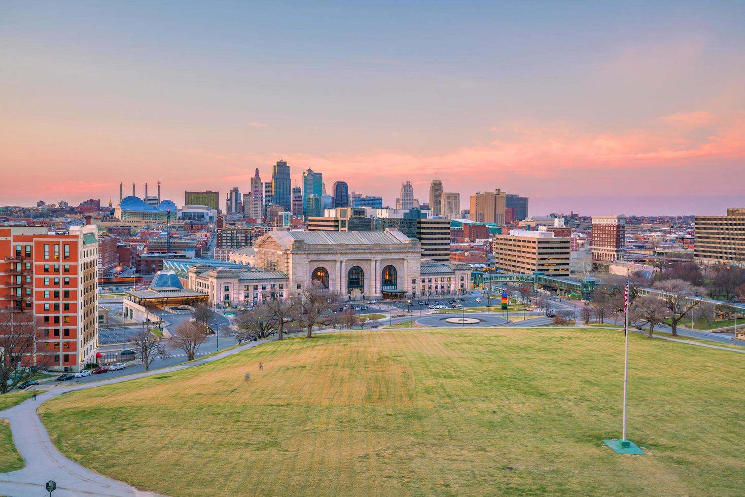 utsikt över kansas stadssilhuett i missouri foto