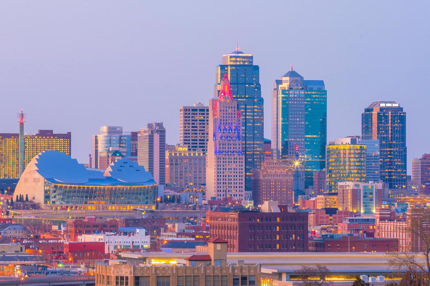 utsikt över kansas stadssilhuett i missouri foto