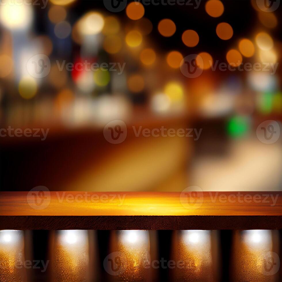 öl restaurang bar, bar bordsskiva, suddig bakgrund - ai genererad bild foto
