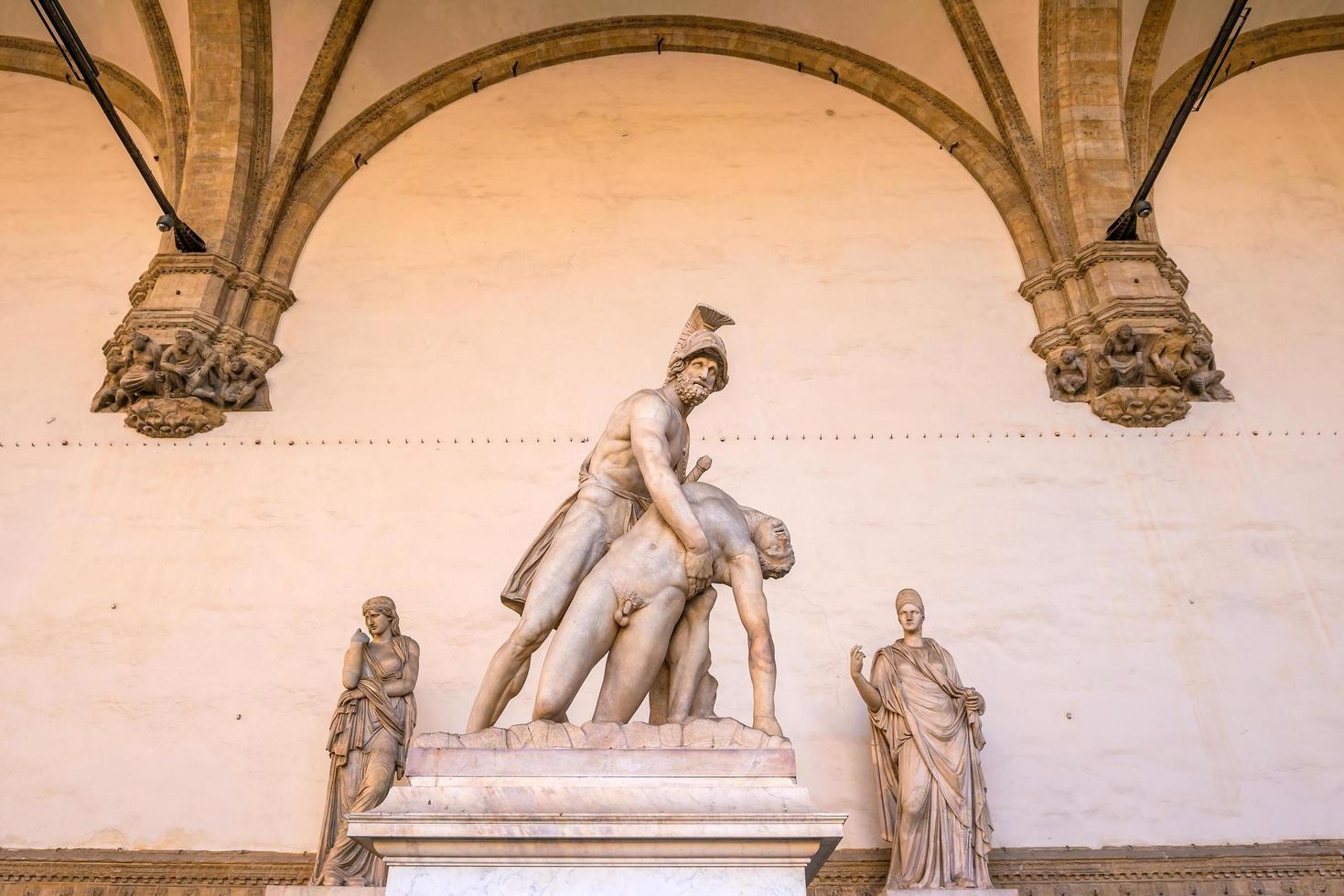 skulptur på piazza della signoria i florens foto