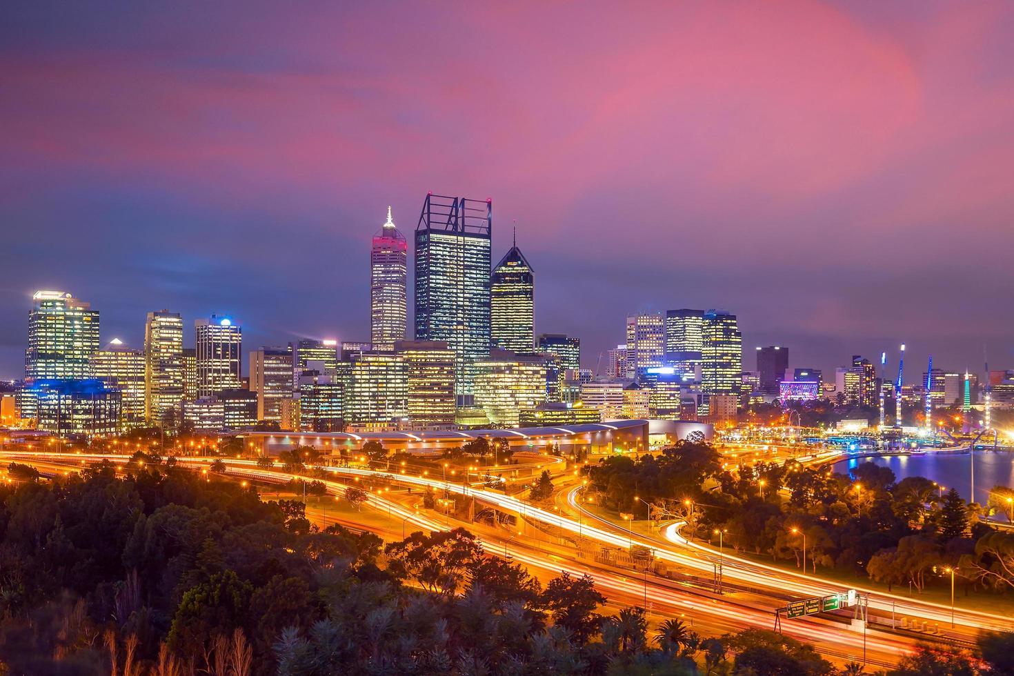 downtown Perth skyline i Australien foto