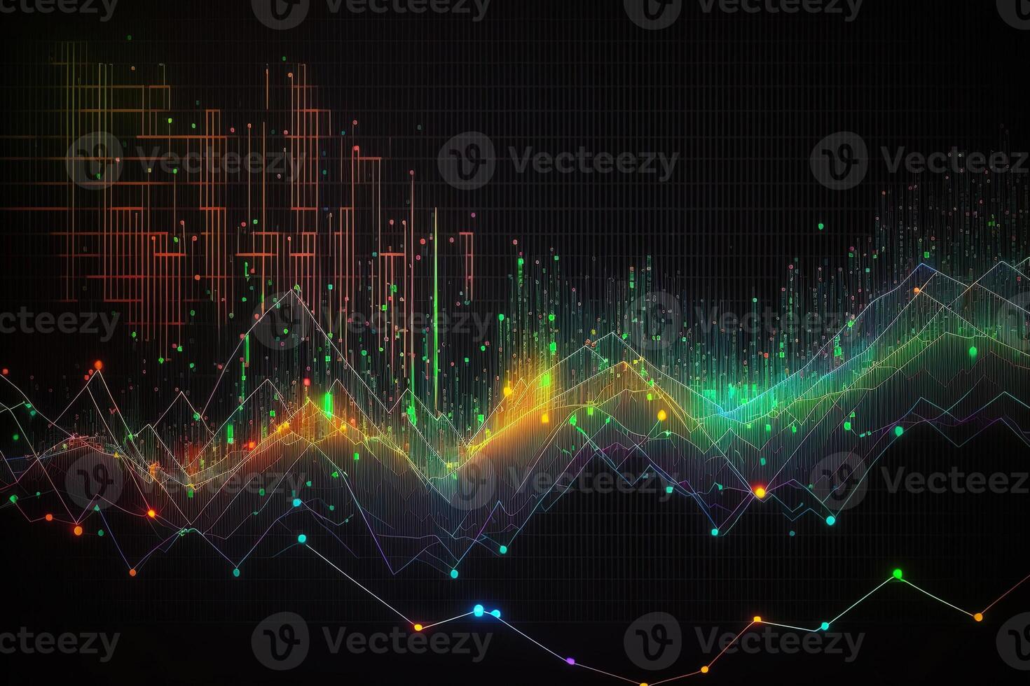 generativ ai, stock marknadsföra Diagram rader, finansiell Graf på teknologi abstrakt bakgrund representera finansiell kris, finansiell härdsmälta. teknologi begrepp, handel marknadsföra begrepp. foto