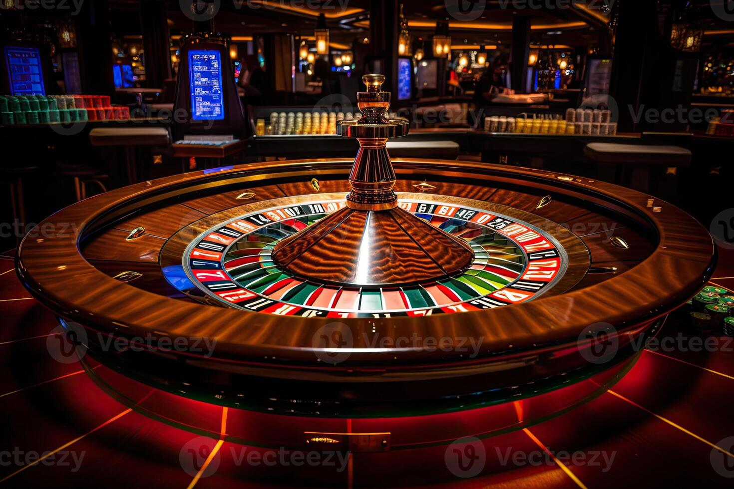 kasino roulett stänga upp. roulett hjul. hasardspel missbruk. skapas med generativ ai foto