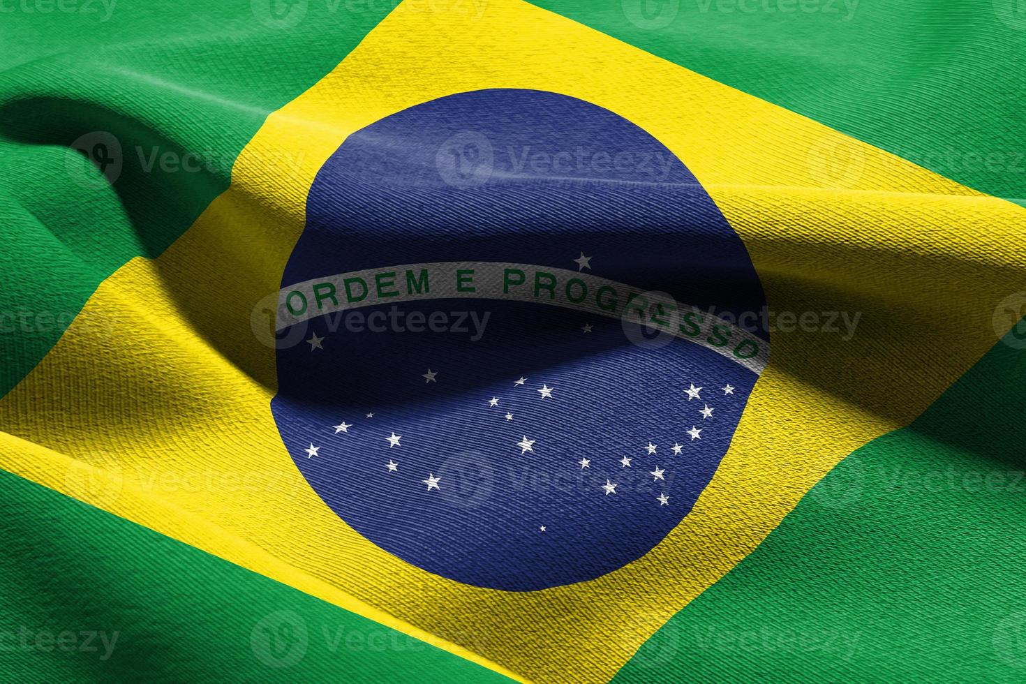 3d illustration närbild flagga av Brasilien foto