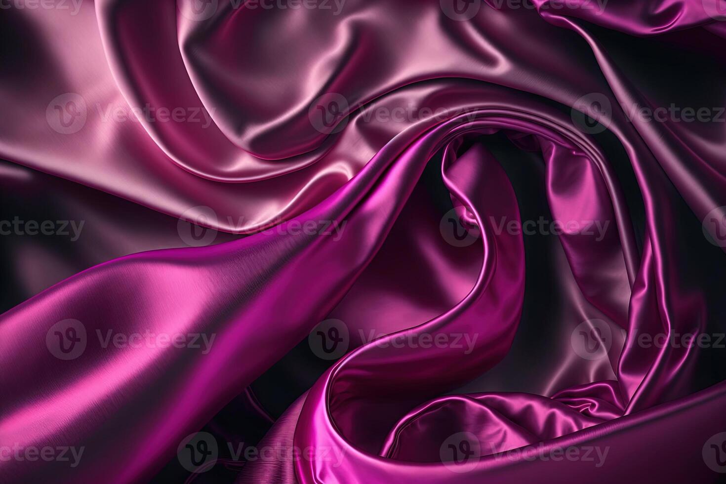 generativ ai, strömmande satin tyg textur i magenta Färg. glansig silke baner, sammet material, 3d effekt, modern makro fotorealistisk abstrakt bakgrund illustration. foto