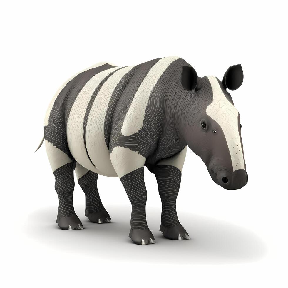 tapir illustration aktivitet på vit bakgrund ai genererad foto