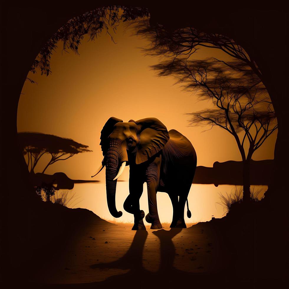 elefant silhuett ai genererad foto