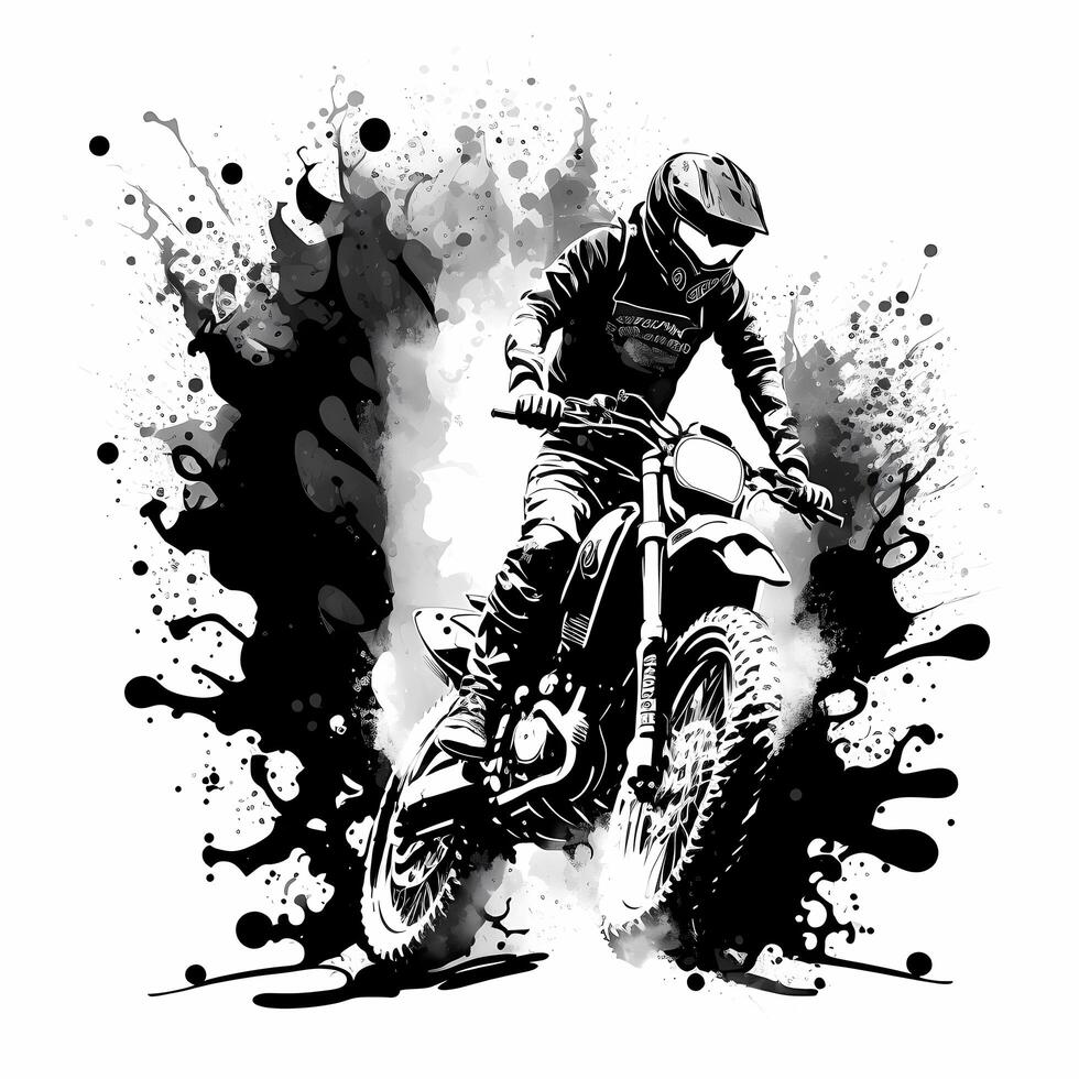motorcykel svart och vit ai genererad foto