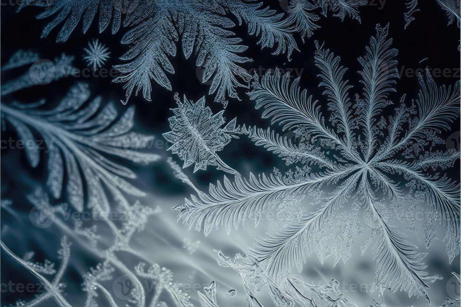 ai genererad vinter- frost löv mönster på glas. blad is kristaller på kall vinter- bakgrund. foto