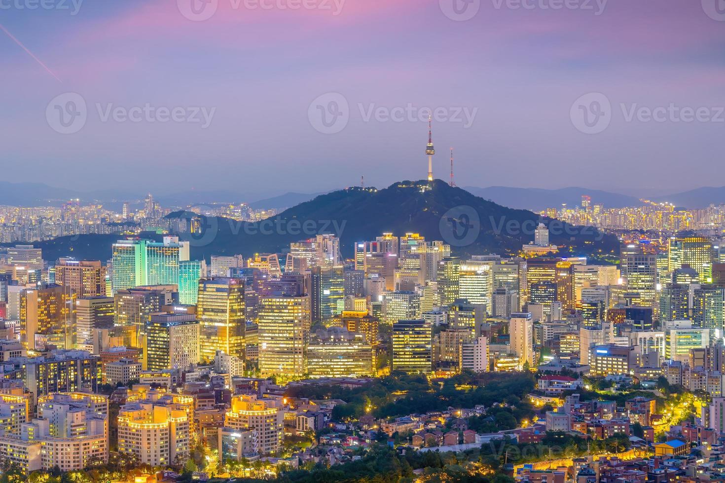 stadens centrum seoul stad horisont, stadsbild av söder korea foto