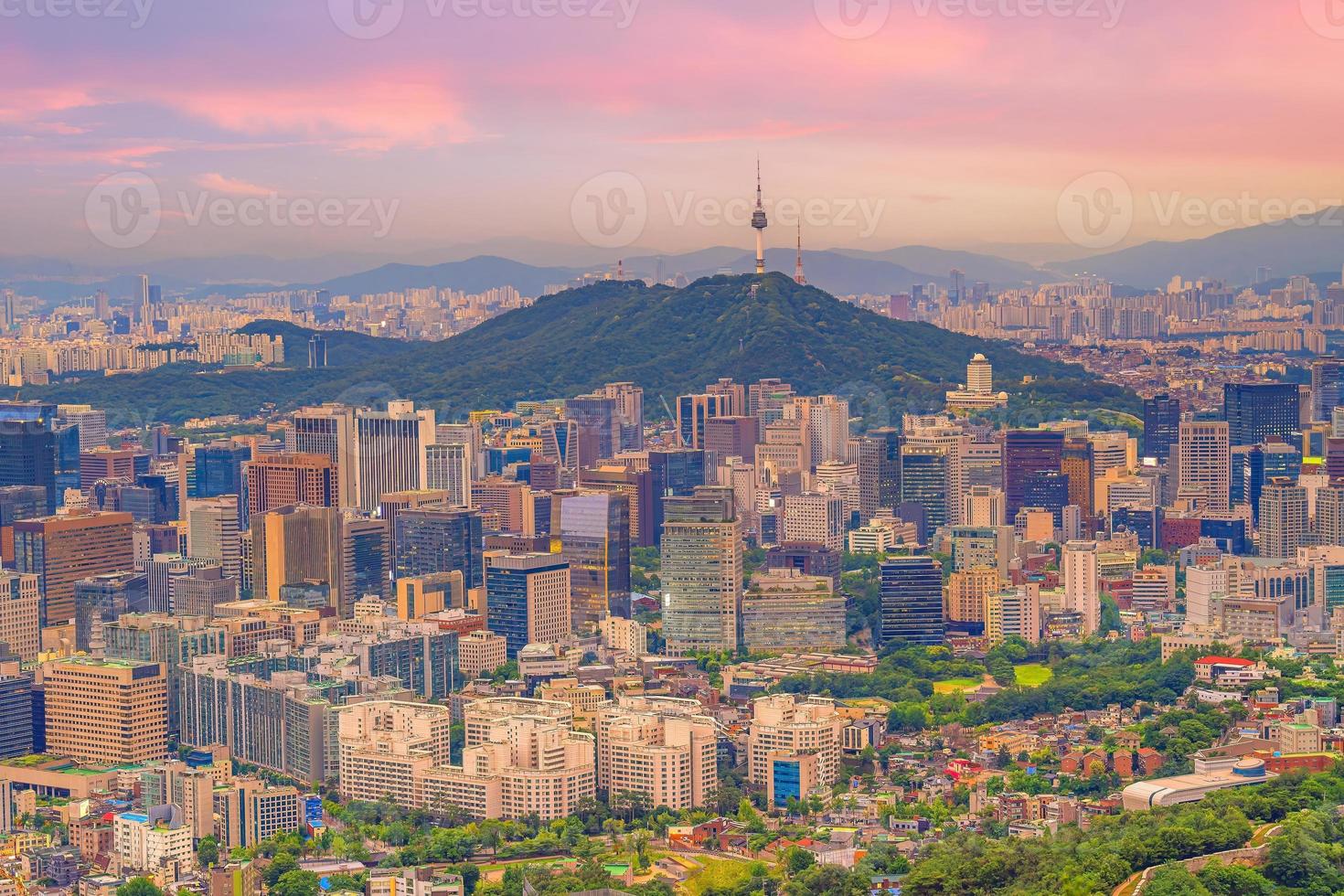 stadens centrum seoul stad horisont, stadsbild av söder korea foto