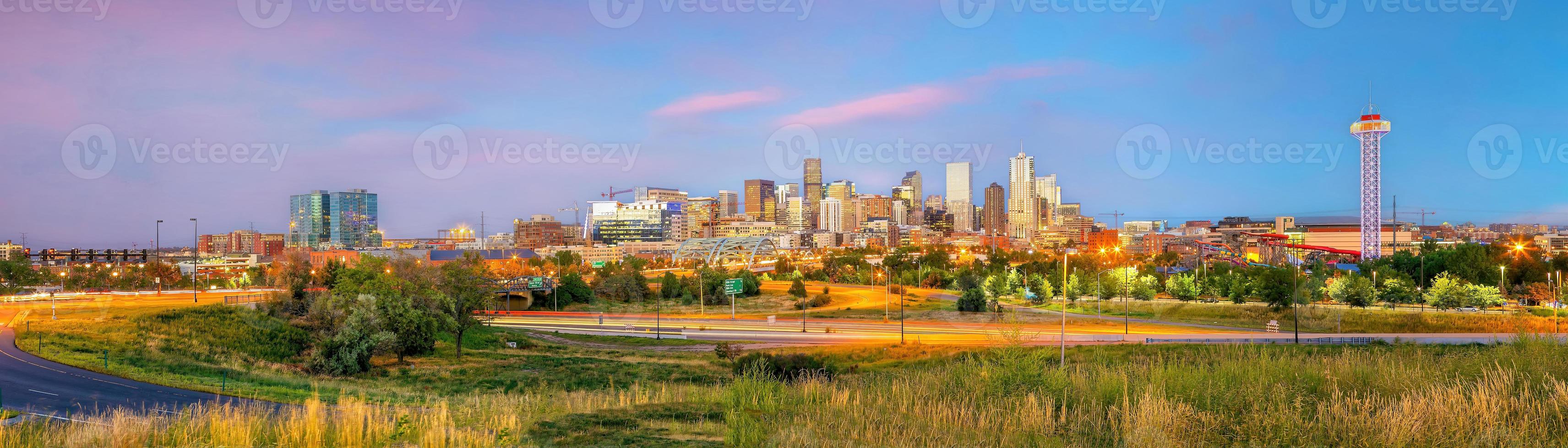 denver stadens centrum stad horisont, stadsbild av colorado i USA foto