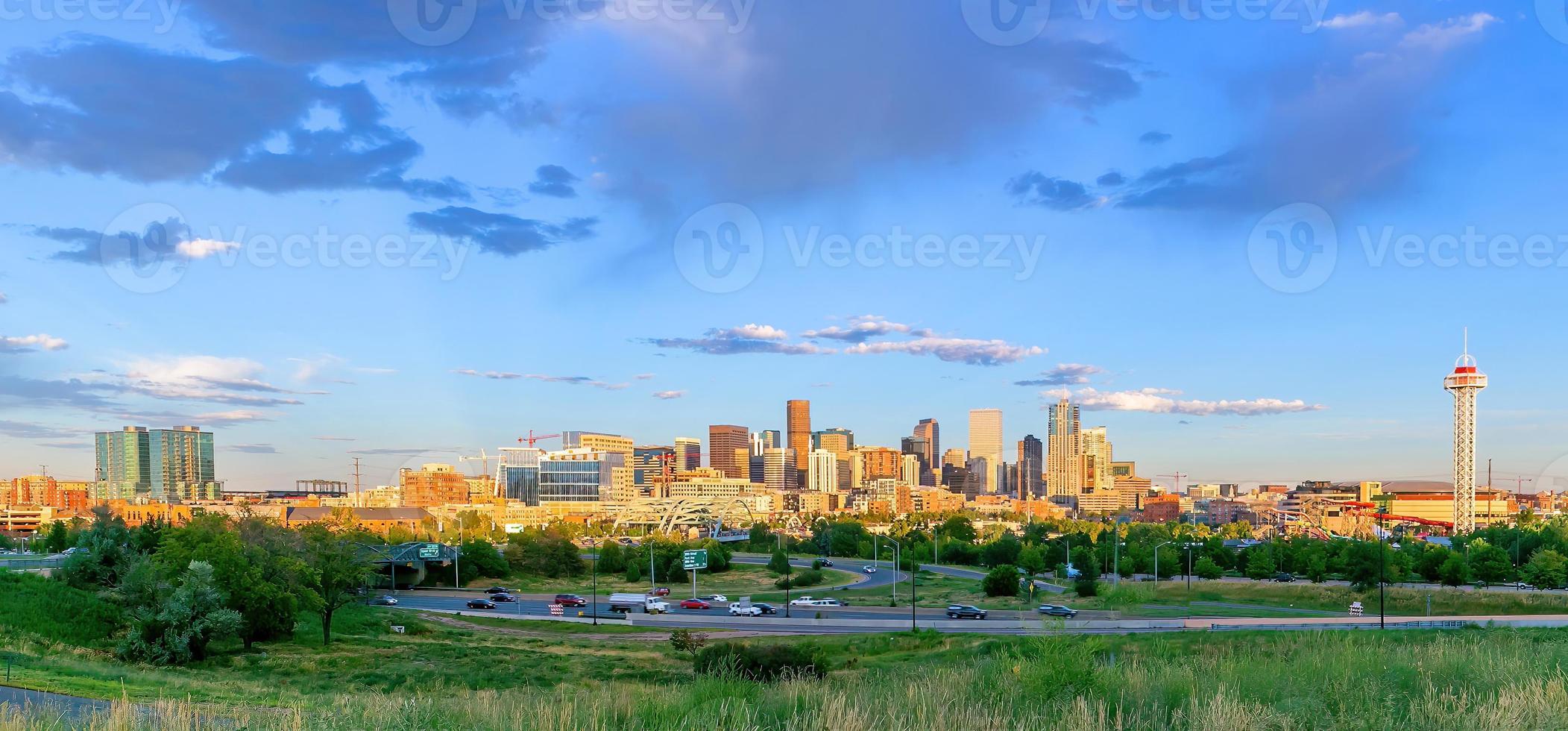 denver stadens centrum stad horisont, stadsbild av colorado i USA foto