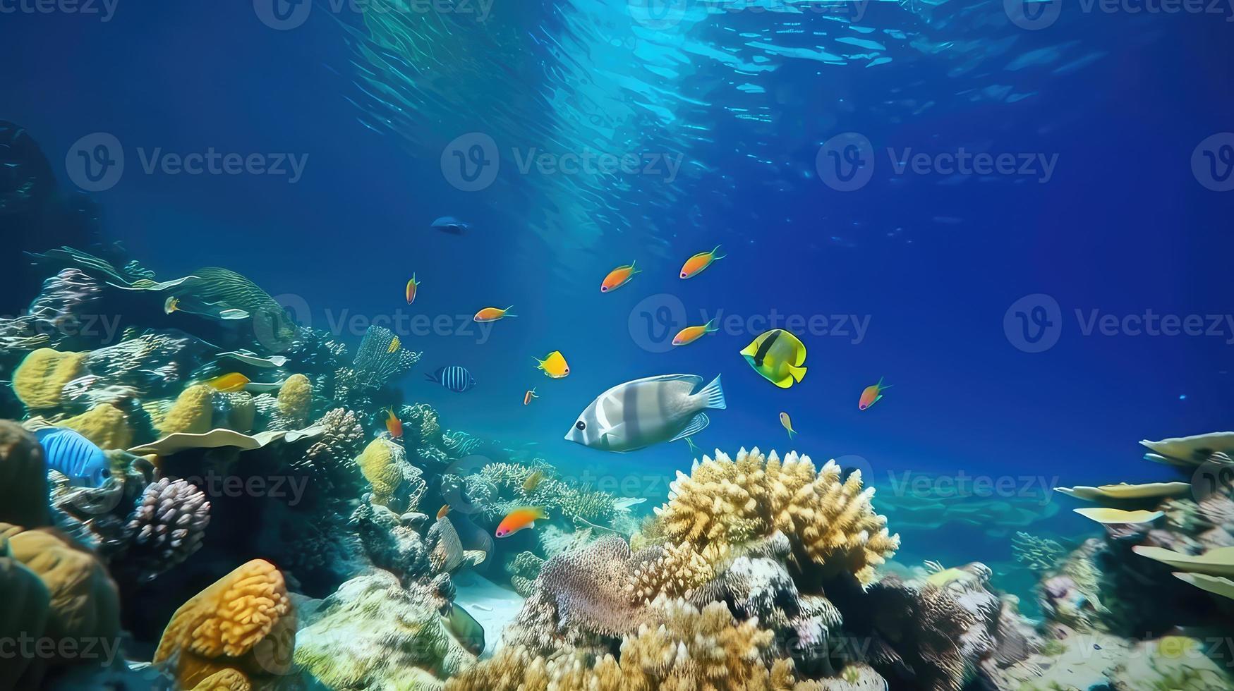djur av de under vattnet hav värld. ekosystem. färgrik tropisk fisk. foto