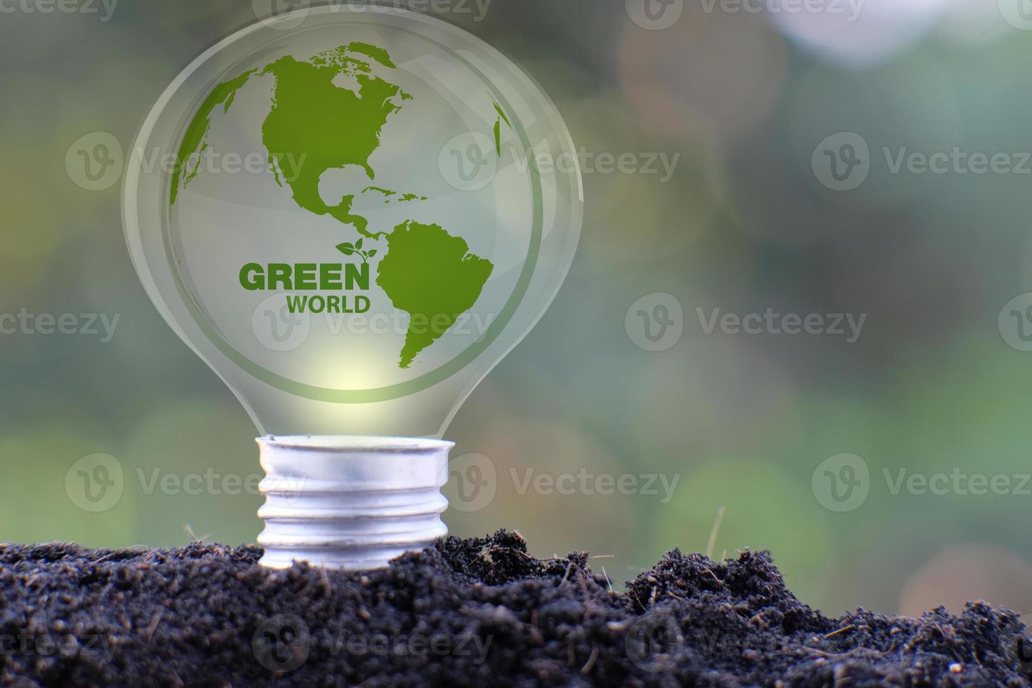 glödlampa rädda världs- och affärstillväxtkoncept foto