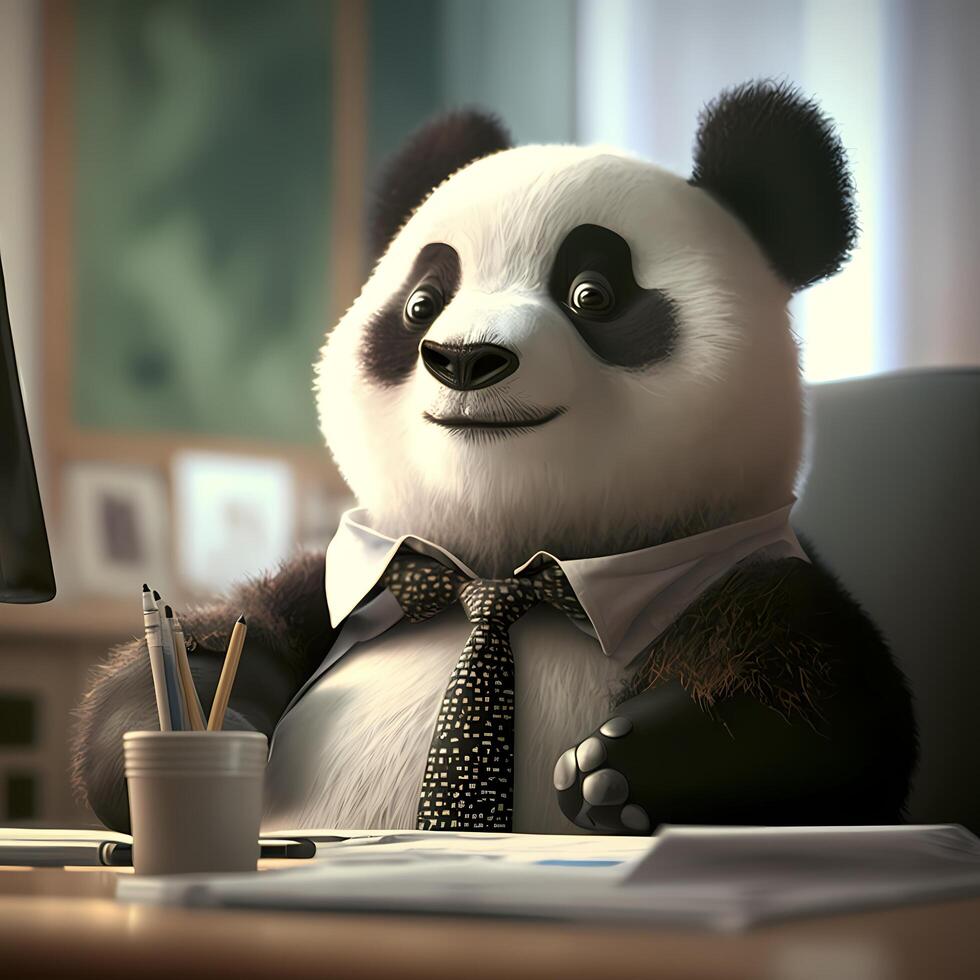 panda affärsman illustration ai genererad foto