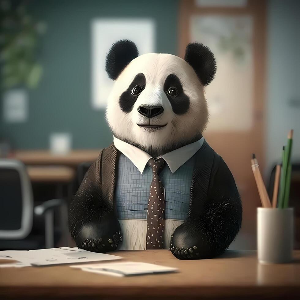 panda affärsman illustration ai genererad foto