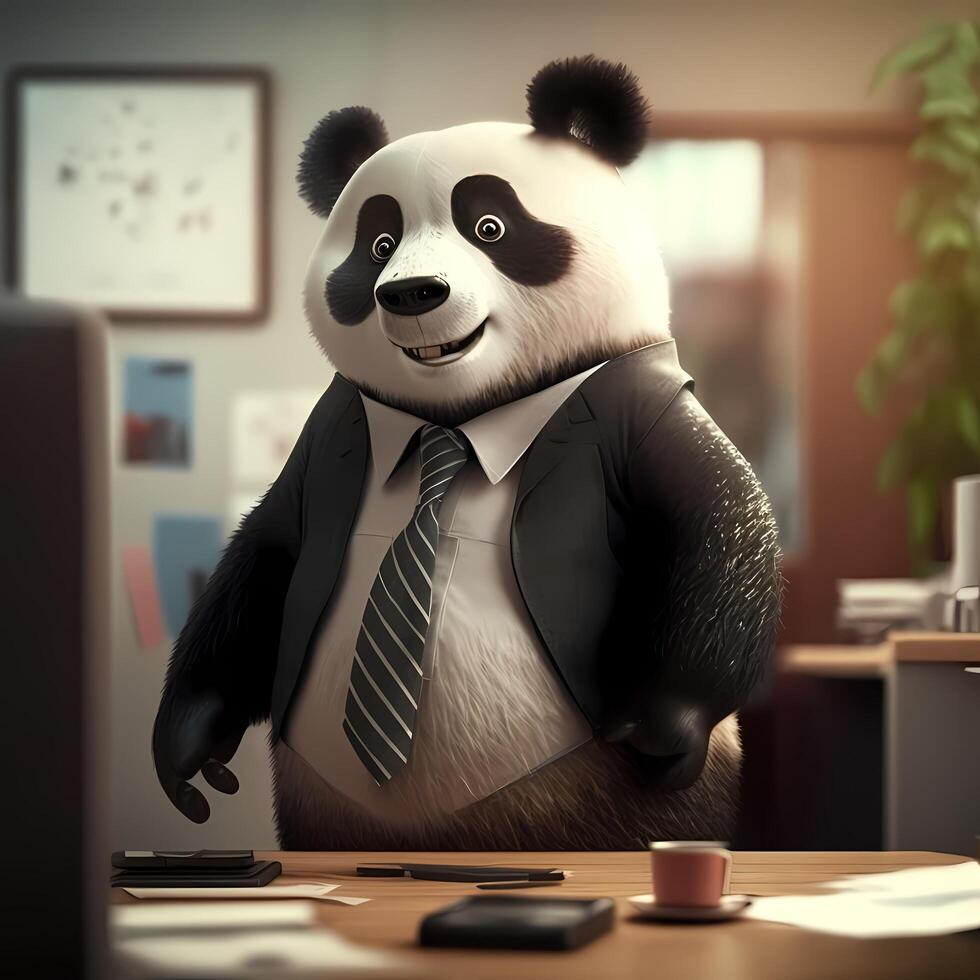 panda affärsman illustration ai genererad foto