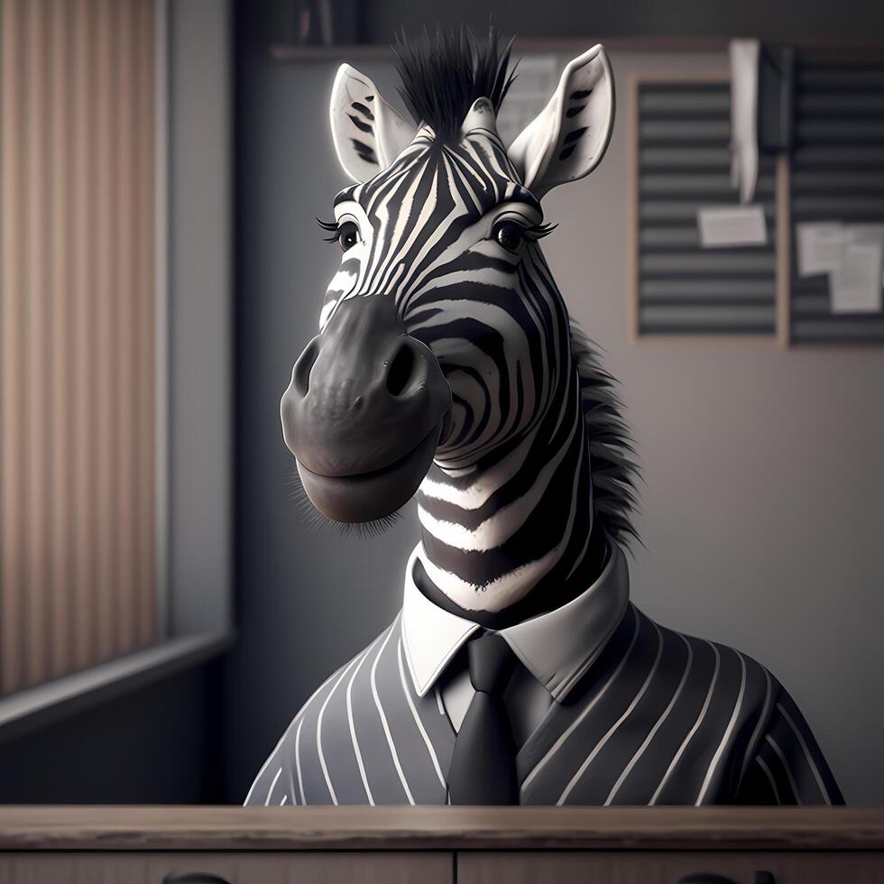 zebra affärsman illustration ai genererad foto