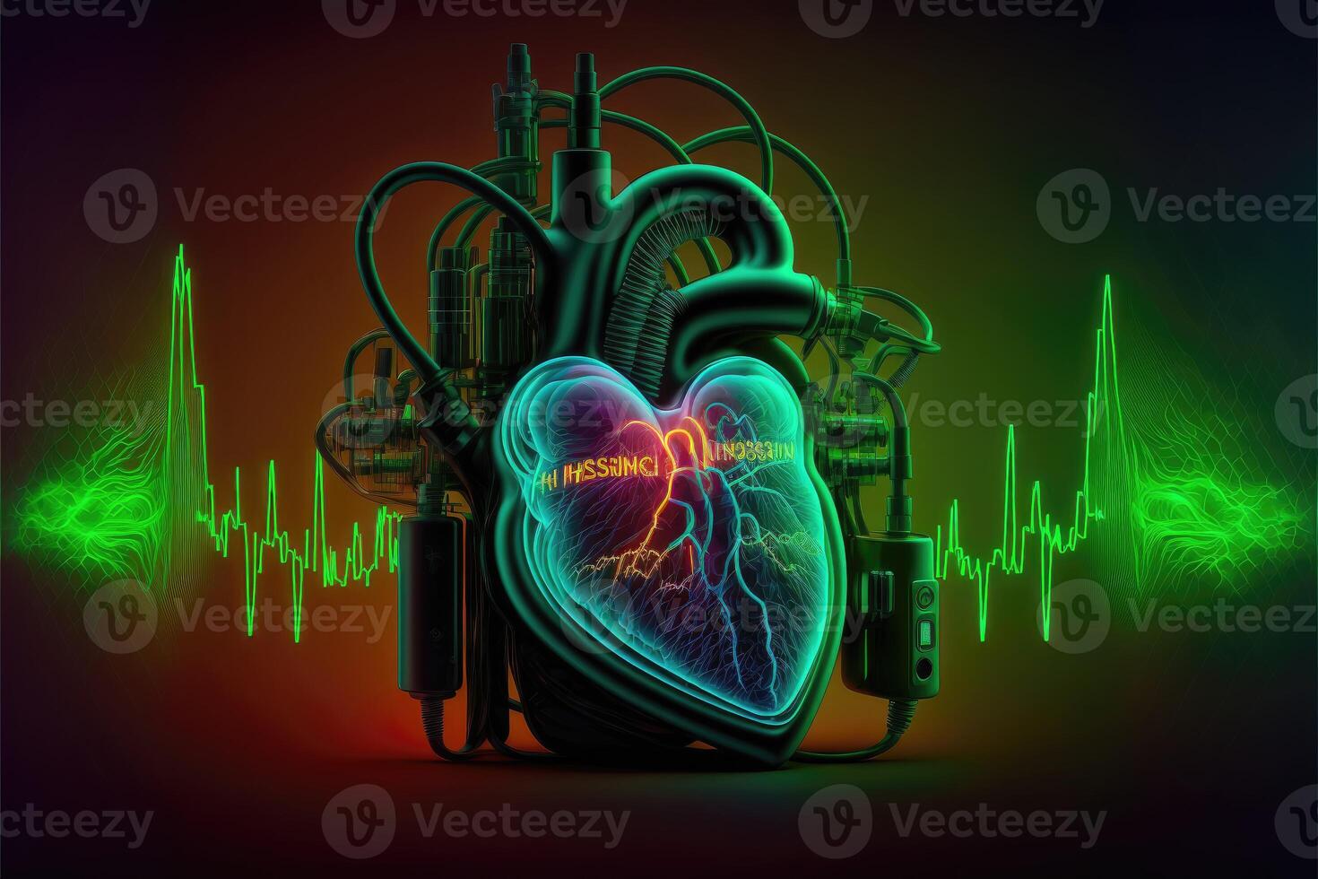 ai genererad hjärta , högt blodtryck, hjärta Betygsätta, hjärta sjukdom, motor hjärta. de hjärta är arbetssätt hård. foto