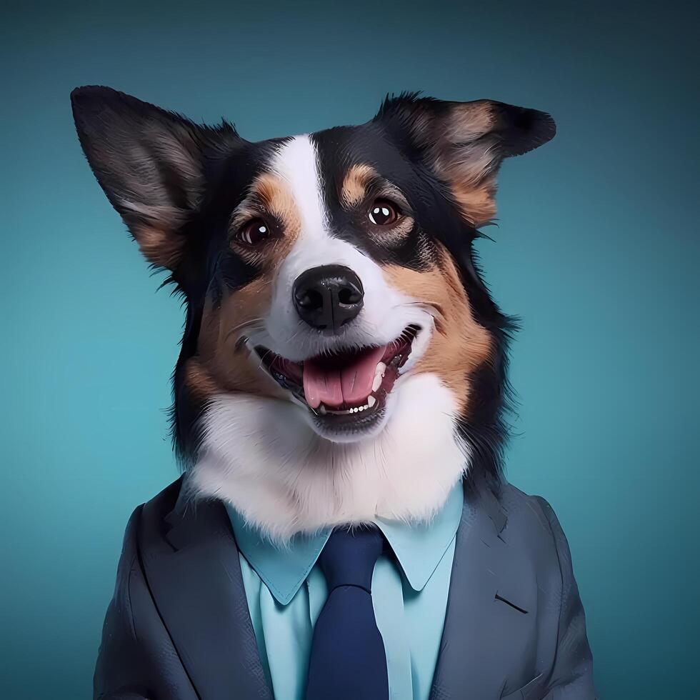hund affärsman illustration ai genererad foto
