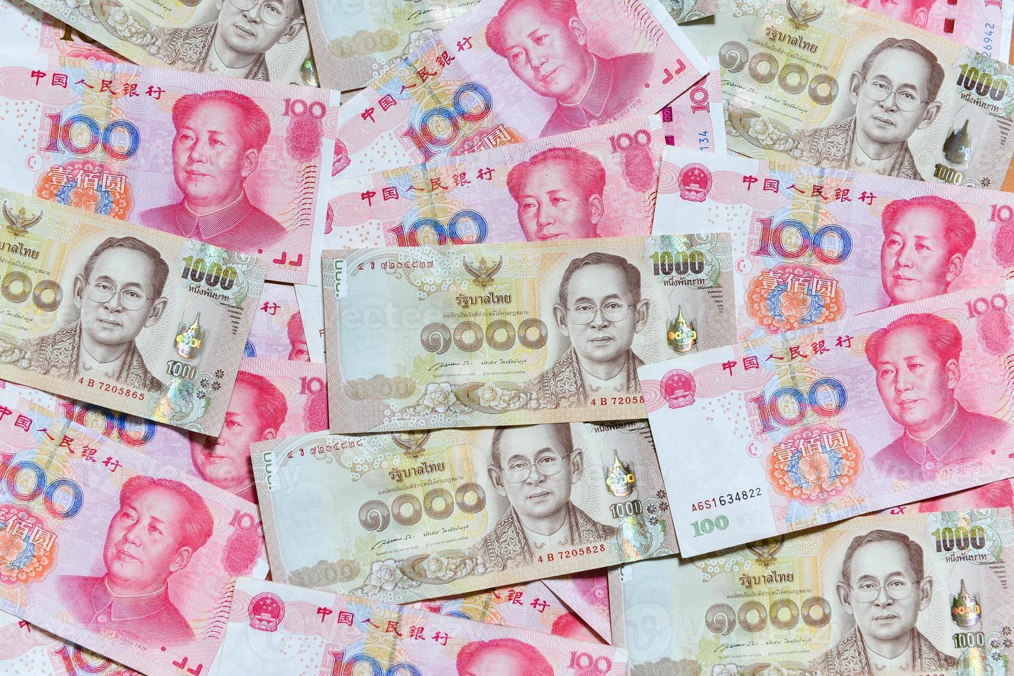 yuan eller rmb, kinesisk valuta och thai baht foto
