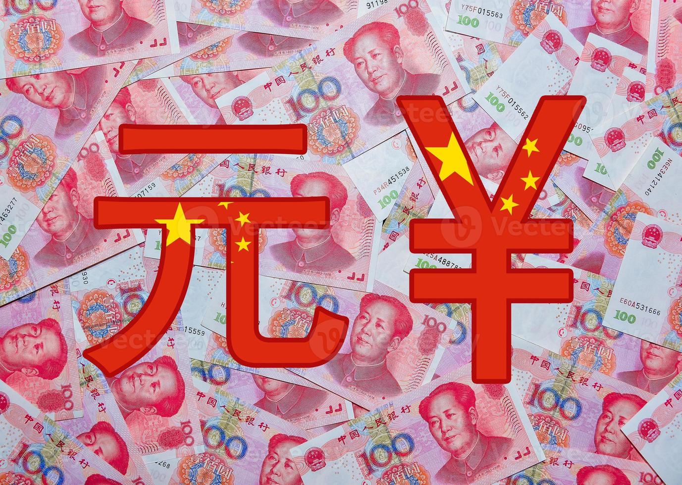 rmb symbol av kinesisk valuta med Kina flagga foto