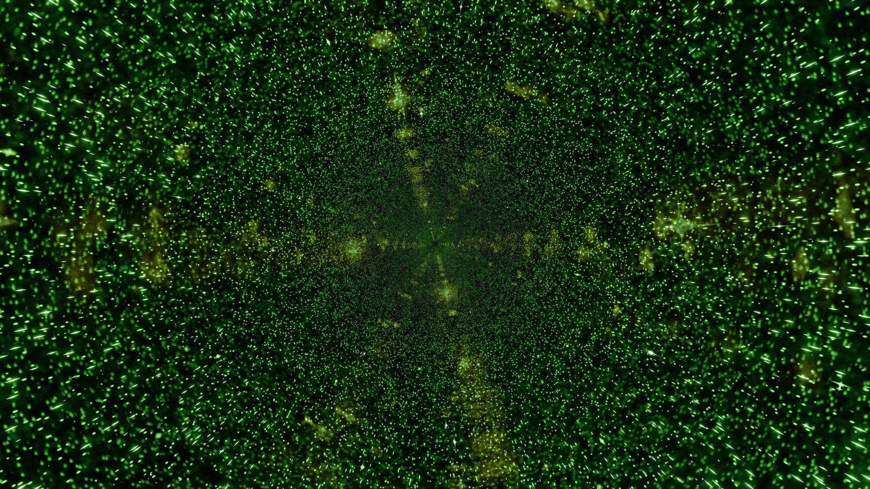 Illustration 3d av gröna glödande partiklar som bildar tunnel foto