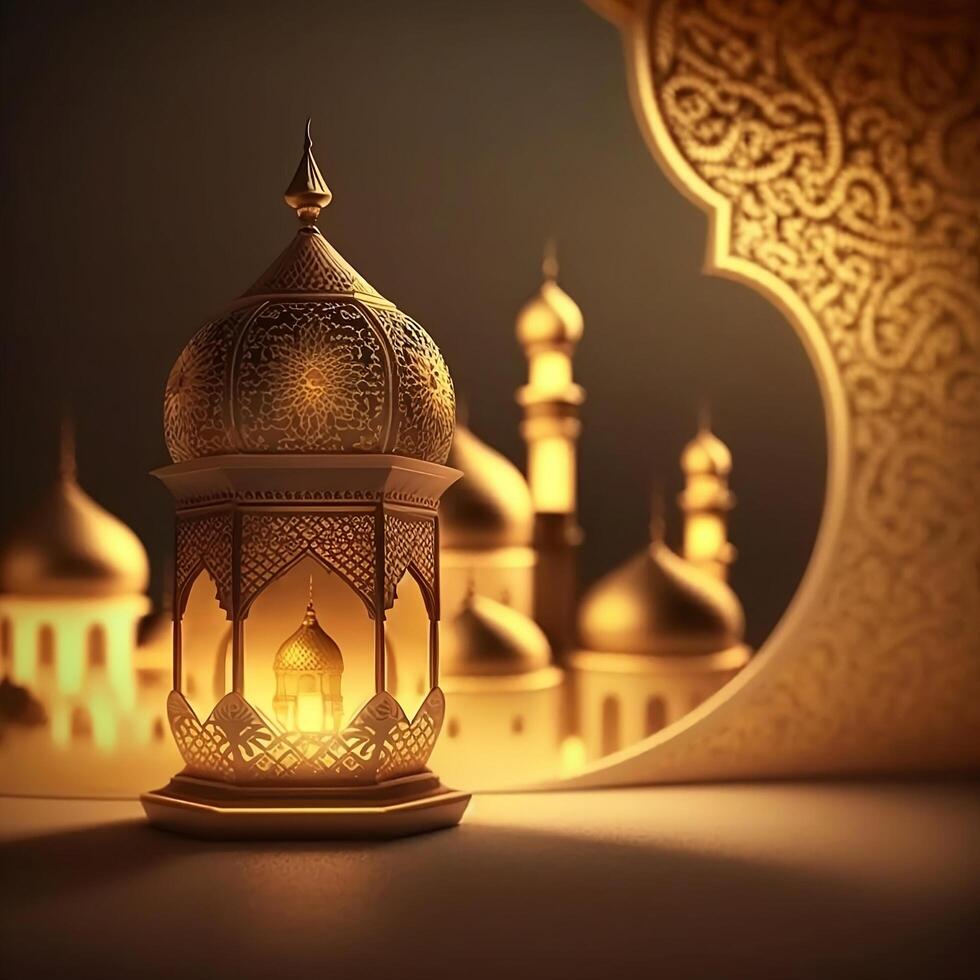 islamic bakgrund för ramadan och eid firande skapas med generativ ai foto