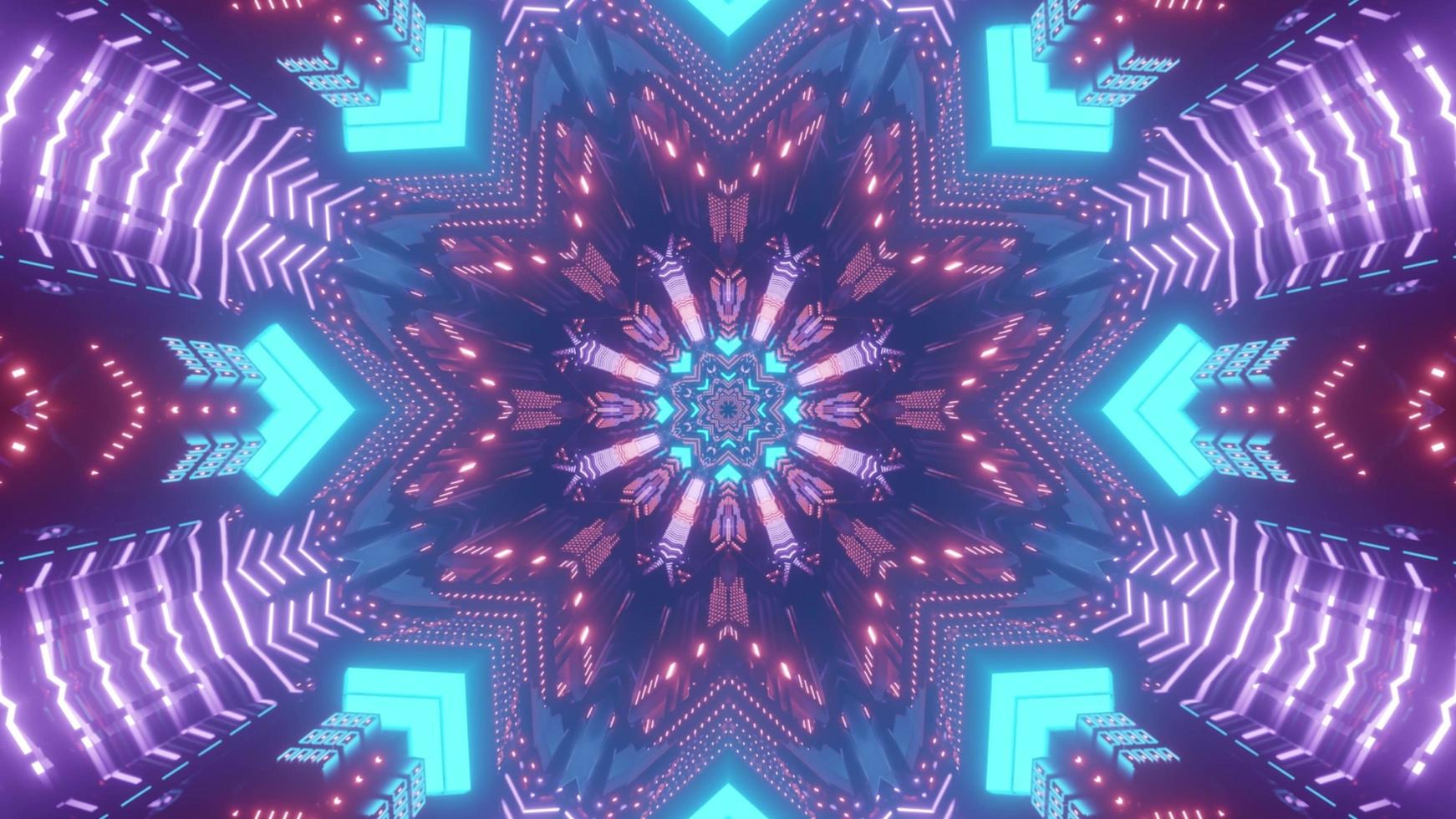 dekorativt geometriskt mönster med neonljus 3d illustration foto