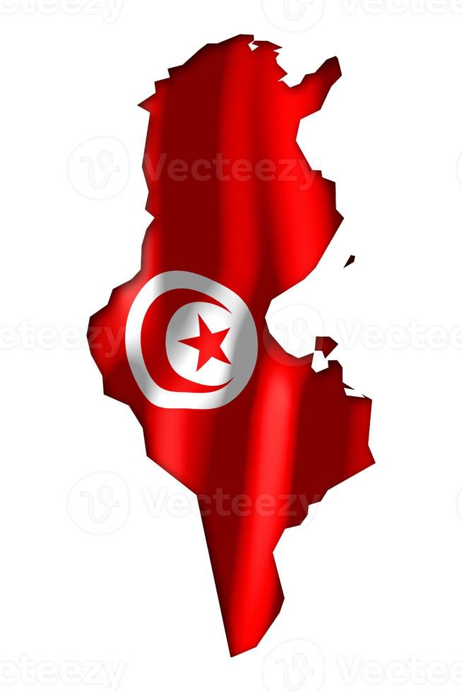 tunisien - Land flagga och gräns på vit bakgrund foto