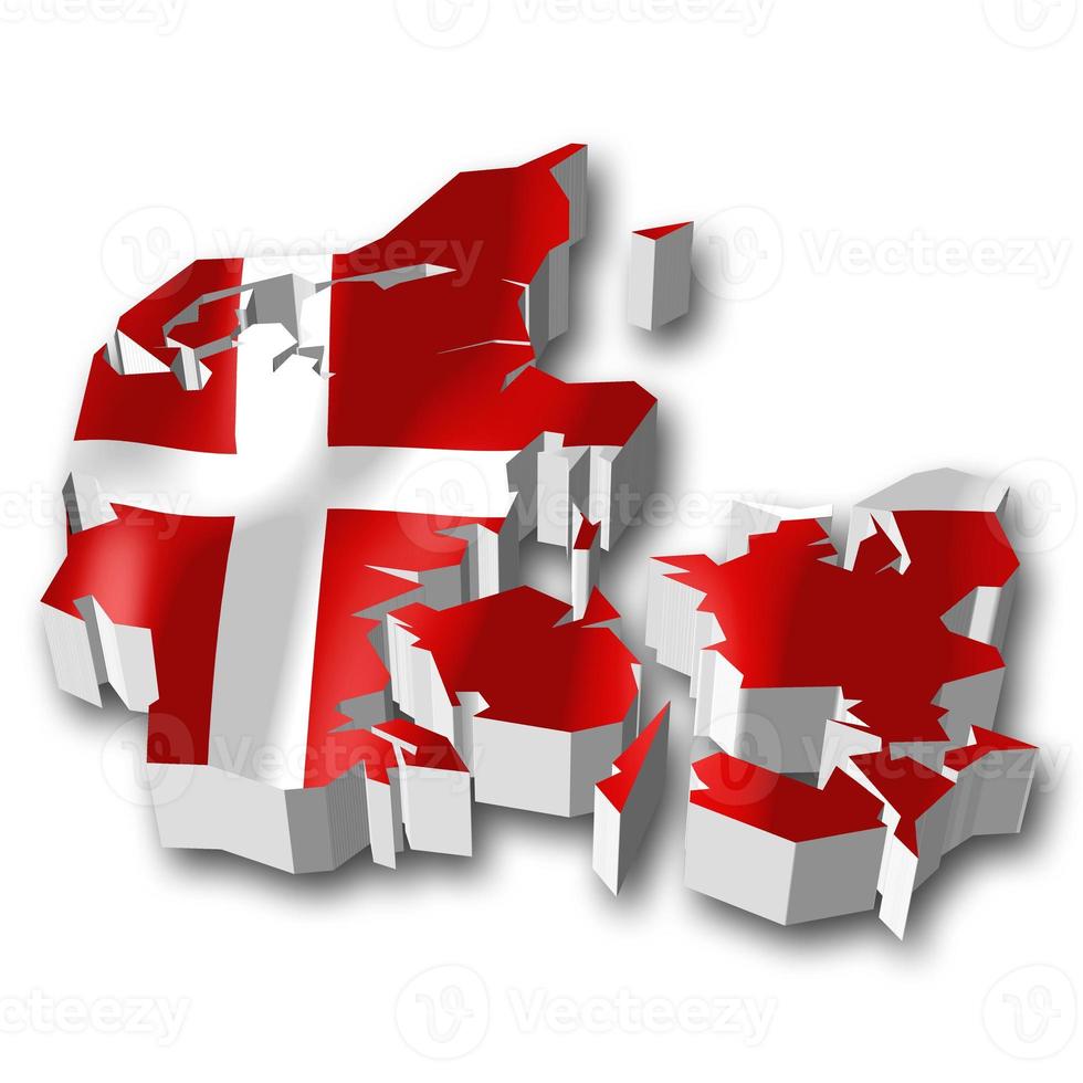 Danmark - Land flagga och gräns på vit bakgrund foto