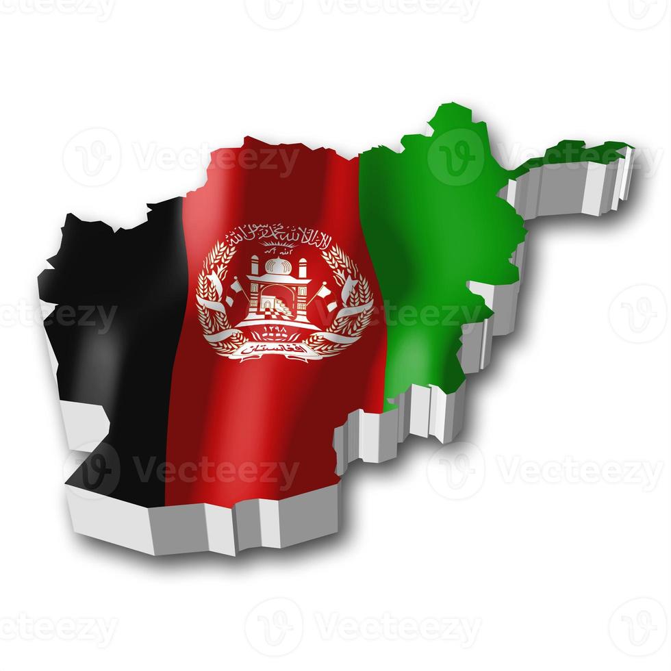 afghanistan - Land flagga och gräns på vit bakgrund foto